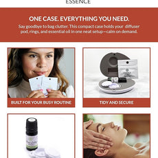 Essence Pearl Travel Case - Wearable Aromatherapy Kit with Nasal Diffuser Rings, Soaking Bay, and 5mL Essential Oil – Portable Wellness Gift Set for On?The?Go Self Care