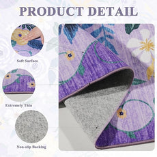 DUKINO 2x3 Rugs for Entryway, Floral Indoor Washable Door Mat, Non Slip Boho Small Rug for Kitchen, Soft Low Pile Front Door Throw Rug for Entrance, Bedroom, Kitchen, Laundry, Bathroom, Purple