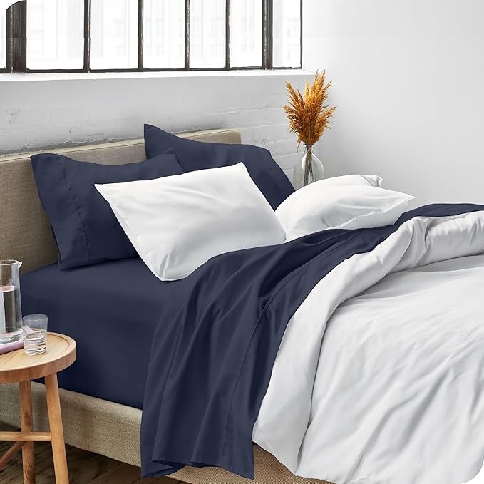 Bare Home Split King Sheet Set - 1800 Ultra-Soft Microfiber Bed Sheets - Double Brushed - Deep Pockets - Easy Fit - 5 Piece Set - Bed Sheets & Pillowcases (Split King, Midnight Blue)