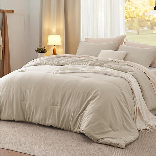 Bedsure California King Comforter Set, Sand Soft Prewashed Bedding for All Seasons, 3 Pieces GentleSoft™ Down Alternative Bed Set, 1 Lightweight Comforter (104"x96") and 2 Pillowcases (20"x36")