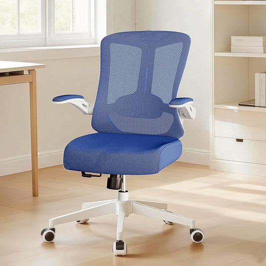 Ergonomic Office Chair - 400LB Comfy Desk Chairs with Lumbar Back Support, Mesh Computer Chairs with Wheels and Arms for Home Office, Study (669Blue-Without Headrest)