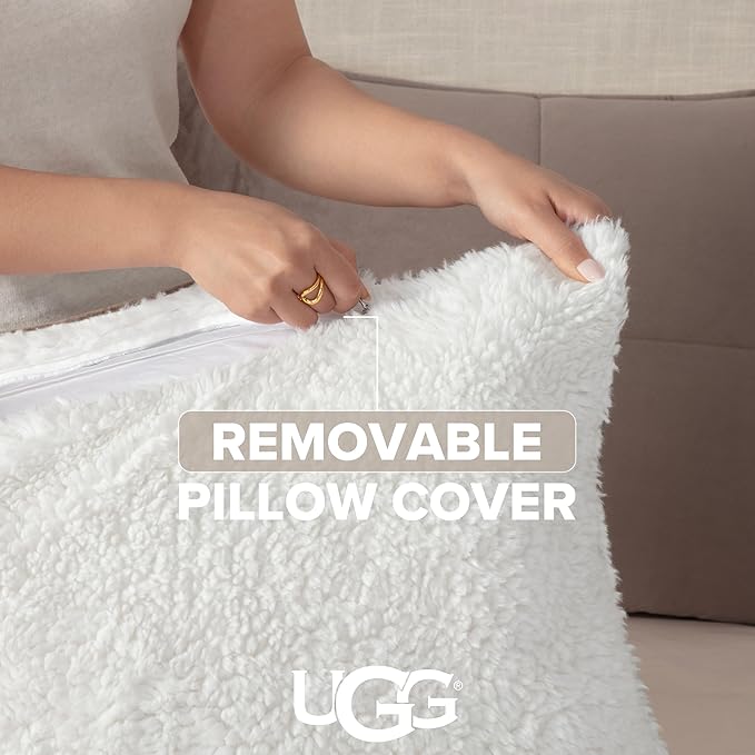 UGG Blissful Comforter Set with 2 Pillow Shams Reversible White Comforter Plush Fluffy Warm Bed Set Premium Hypoallergenic Down Alternative Bedding Breathable, King/California King, Brown Fawn