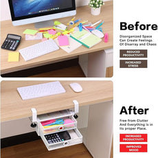 ROSYLINE Under Desk & Desktop Drawer Organizer - 2-Tier Metal Slide Out Drawers Organizer, Storage for Home Office Desk (White)