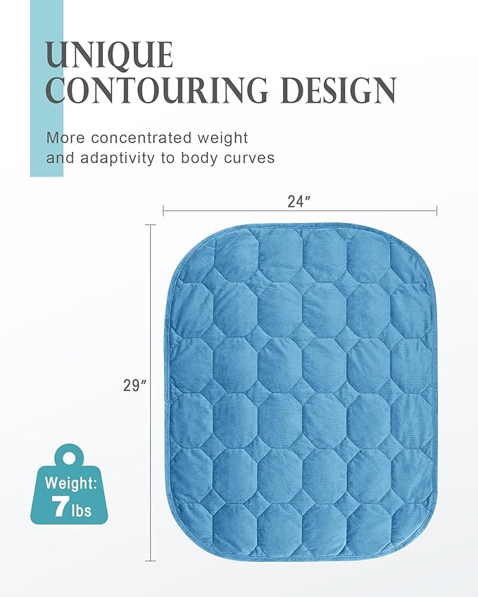 Cottonblue Weighted Lap Blanket 7lbs, Cozy Luxury Crystal Velvet Weighted Blanket for Adults, Small Weighted Blanket for Relaxation, Sleeping, Travel, Dark Blue, 29" x 24"