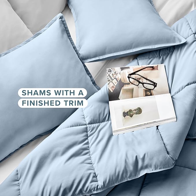Bare Home Comforter Set - Oversized Queen Size - Ultra-Soft - Goose Down Alternative - Premium 1800 Series - All Season Warmth (Oversized Queen, Dusty Blue)