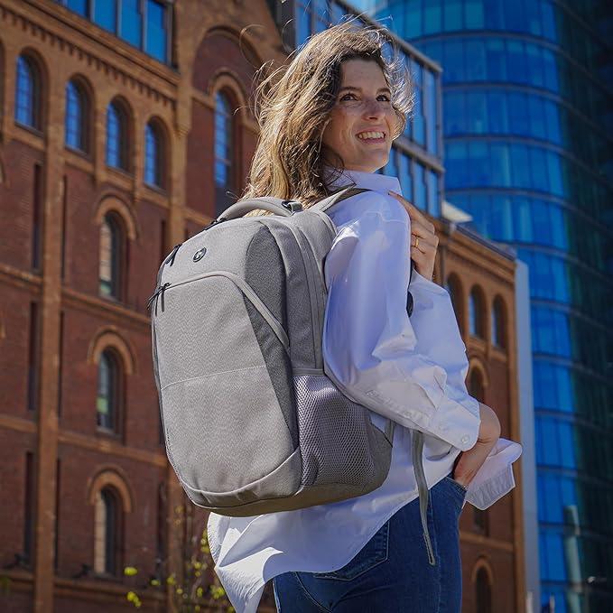 Swissdigital Design Business Laptop Backpack, College Laptops Backpack with USB Charging Port for Men and Women Fits 16 Inch Notebook, Mauve Grey | SD1670-05