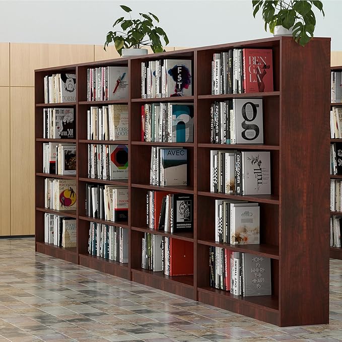 Farini 5 Shelf boockase Display Bookcase Freestanding Wooden Bookshelves for Home Office Living Room,60 Inch Height,Cherry