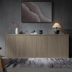 SICOTAS Buffet Cabinet with Storage Accent Sideboard Modern Credenza with Doors & Shelves Fluted Media Console Mid Century Coffee Bar Table for Living Room Kitchen Dining Room Hallway (3PCS)