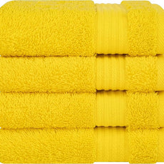 Cotton Paradise 100% Cotton Turkish Washcloth Set for Bathroom, 4 Piece Soft Absorbent Small Hand Face Towels Wash Rags, Yellow