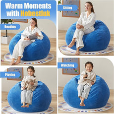 Hobestluk 3.5FT Bean Bag Chair Adult Bean Bag Chair Large Bean Bag Chair with Filler Included Teardrop Bean Bag with Removable Cover for Bedroom Living Room - (Large, Blue)