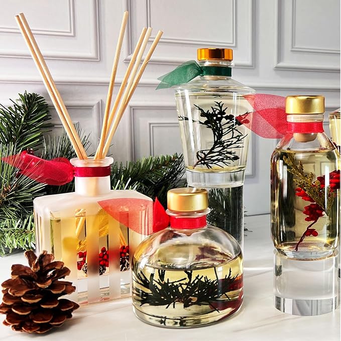 LOVSPA Reed Diffuser Set, Black Amber Scented Oil Diffuser with Sticks, Home Fragrance Accessories for Bathroom Shelf Decor, Aroma Diffusers for Home or Office Fall Decor, USA Made