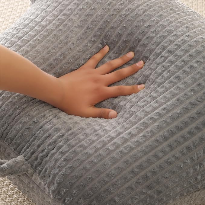 Reading Pillow for Sitting in Bed, Large Backrest Reading Pillow with Arm Rest,Back-Rest Support Cushion for Sit Up on Couch, Sofa, and Floor, Dorm Essentials (Grey Flannel, Large(19"))