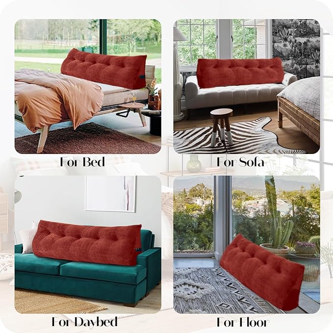 Large Bolster Triangular Headboard Wedge Backrest Positioning Support Bed Rest Reading Pillows Headboard Wedge Pillows for Day Bed with Removable Cover