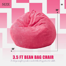 Hobestluk 3.5FT Bean Bag Chair Adult Bean Bag Chair Large Bean Bag Chair with Filler Included Teardrop Bean Bag with Removable Cover for Bedroom Living Room - (Large, Pink)