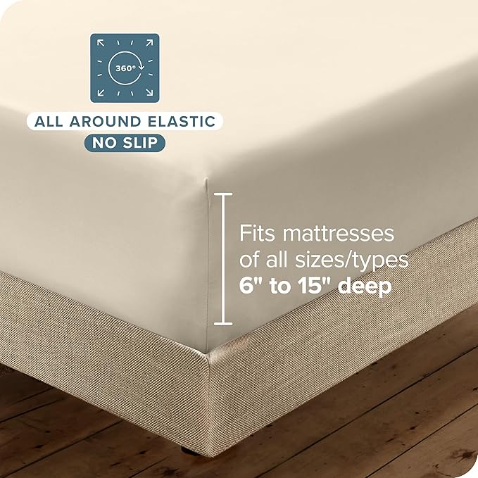 Bare Home Hotel Luxury Split King Sheet Set, Extra Soft - 7 Piece Set - Deep Pockets - Easy Fit - Cooling & Breathable - Wrinkle, Fade, Stain Resistant - Includes 4 Pillowcases (Split King, Sand)