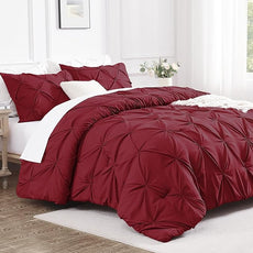 Andency Burgundy Oversized King Comforter Set (120x98Inch), 3 Pieces Lightweight Pinch Pleat Cal King Bedding Comforters & Sets, Oversized Pintuck Soft Fluffy Down Alternative Bed Set for All Season