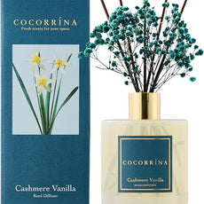 COCORRÍNA Reed Diffuser - Cashmere Vanilla 17 Fl.oz Reed Diffuser with 8 Sticks Scented Diffuser with Preserved Flowers for Bathroom Home Decor