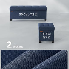 SONGMICS Storage Ottoman, Small Ottoman Foot Rest with Legs, 15 x 15 x 15.7 Inches Foot Stool, Load up to 660 lb, for Living Room, Bedroom, Dorm, Midnight Blue ULSF14IN