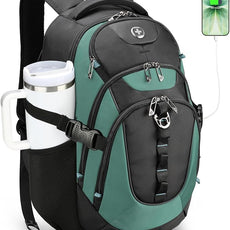 Swissdigital Design Laptop Backpack with USB Charging Port, Travel Backpack Fits 15.6 inches Computer, 31L College School Backpack for Men, Lake Green/Black | SD803-27
