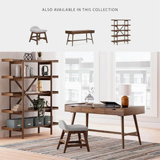 Signature Design by Ashley Lyncott Casual Upholstered Armless Home Office Desk Chair with Backless Design, Light Gray & Light Brown