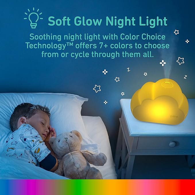 Pure Enrichment PureBaby Cloud Ultrasonic Cool Mist Humidifier Quiet Variable Mist for up to 24 Hrs Ideal for Baby Nurseries & Kids Bedrooms to Relieve Congestion Colds & Coughs, Night Light, BPA-Free