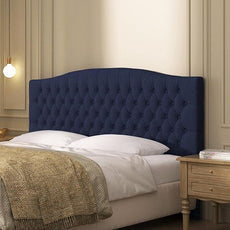 Linen Upholstered Headboard King/Cal King Size Latest Model Wall Mount, Bed Frame Mount, Featuring High-Density Sponge Padding, Luxury Texture Easy Assembly Comfort and Style-Navy Blue