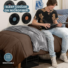 Bare Home Comforter Set - Twin/Twin Extra Long Size - Ultra-Soft - Goose Down Alternative - Premium 1800 Series - All Season Warmth (Twin/Twin XL, Cocoa)