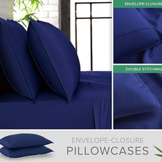 Pure Bamboo Twin Sheets, Genuine 100% Organic Viscose Derived from Bamboo Bed Sheet Set, Luxuriously Soft & Cooling, Double Stitching, 2 Year Quality Promise (Twin, Cobalt Blue)