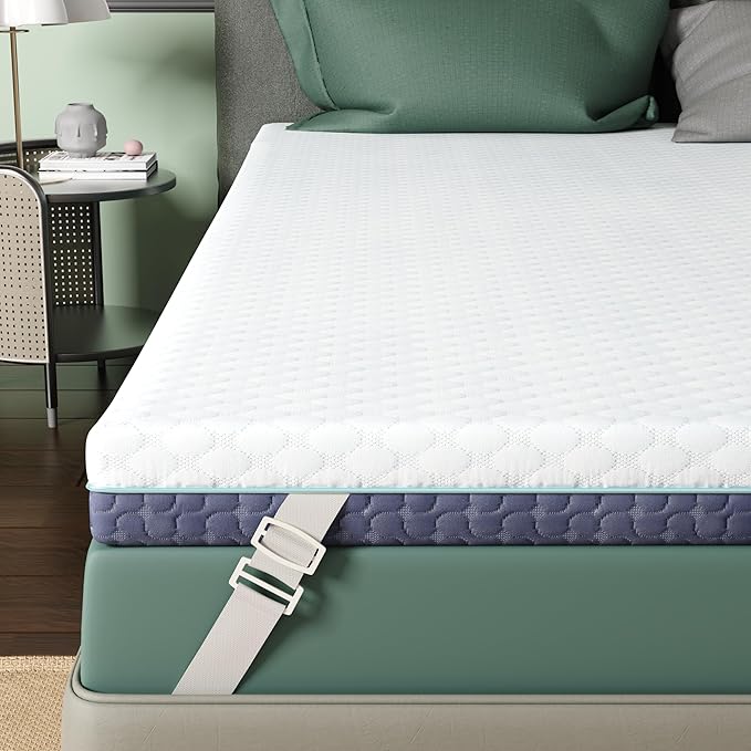 2 Inch Memory Foam Mattress Topper Full Size, Soft Mattress Topper for Back Pain Relief, Orthopedic Bed Topper with 2-Sided Breathable Cover, Ergonomic 5-Zone Design, CertiPUR-US Certified