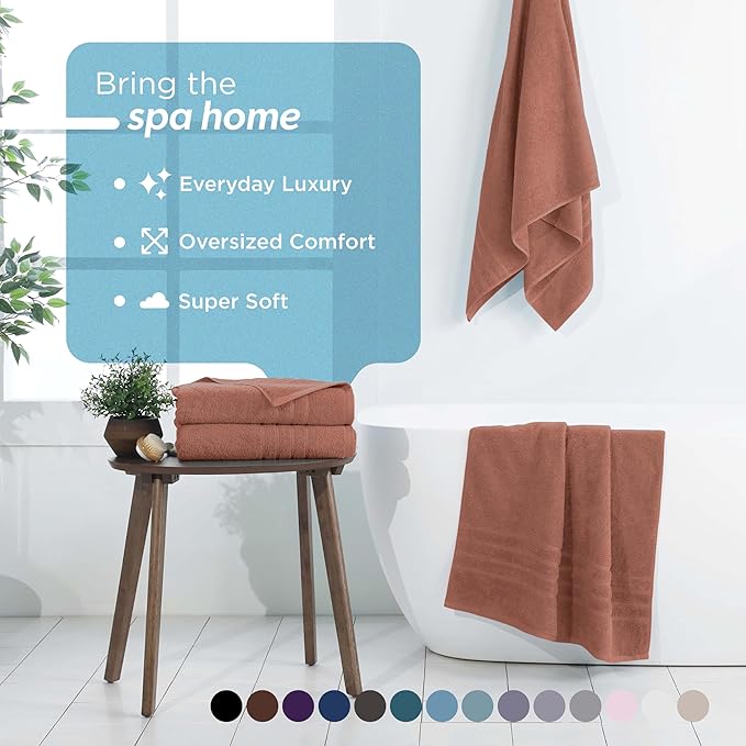 Martex 2-Pack Ultimate Performance Bath Sheet Set – 100% Cotton – 33” x 65” – Extra Large Bath Towels – Versatile – Low-Linting – Supersoft Bathroom Set – Super Absorbent – Easy Care – Terracotta