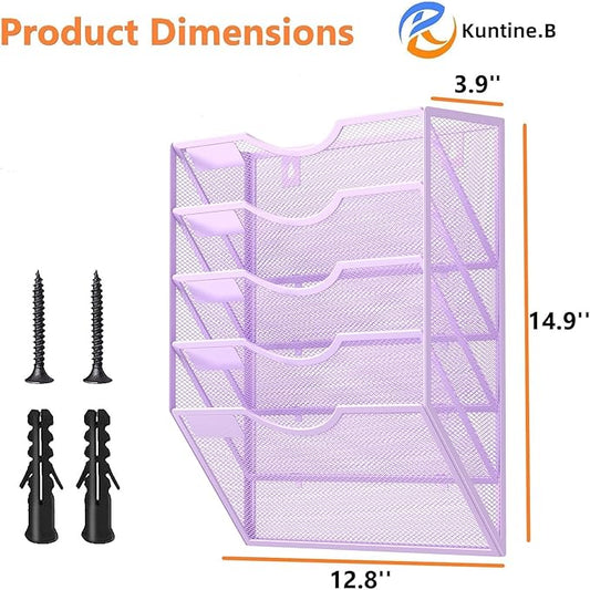Kuntine.B Wall File Organizer (Purple, 5 Tier)