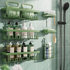 Veken Rustproof & Waterproof Shower Caddy 6-Pack, No Drilling Adhesive Shelves Rack with Soap Holder, Large Capacity Bathroom Organizers and Storage, Wall-Mounted Kitchen & Home Decor, Green
