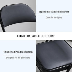 10 Pack Black Folding Chairs with Padded Cushion and Back, Foldable Outdoor Chairs with 330-LBS Capacity, Portable Heavy Duty Metal Frame Commercial Seat for Party Kitchen Dinning Events Wedding
