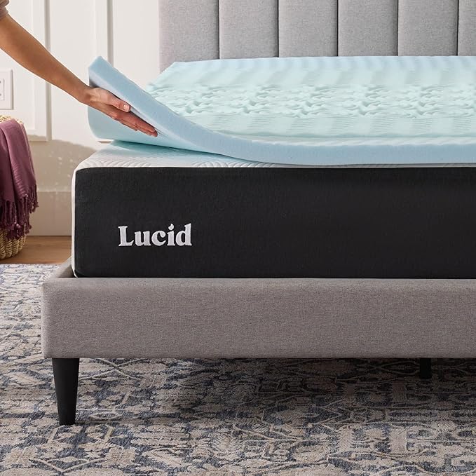 LUCID 2 Inch Zoned Gel Memory Foam Mattress Topper, King