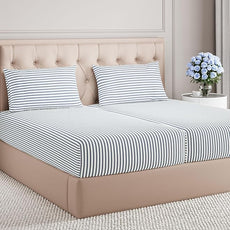 Split King Size 5 Piece Sheet Set - Comfy Breathable & Cooling Bed Sheets Set - Hotel Luxury Bedding for Women, Men, Kids, Teens, Boys & Girls - Deep Pockets & Wrinkle Free - Oeko-Tex - Blue Stripes 2