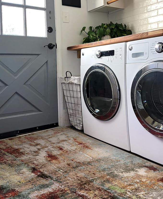 Lahome Modern Abstract Area Rug - 4x6 Washable Rugs for Living Room Bedroom Dining Room, Contemporary Indoor Floor Carpet for Kitchen Laundry Room Entryway Home Office