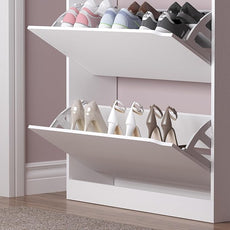 Shoe Cabinet with 3 Flip Drawers & Coat Rack, Narrow Hidden Shoe Storage Cabinet, 2-in-1 Hall Tree Slim Freestanding Shoe Rack Organizer for Entryway, Hallway, and Living Room