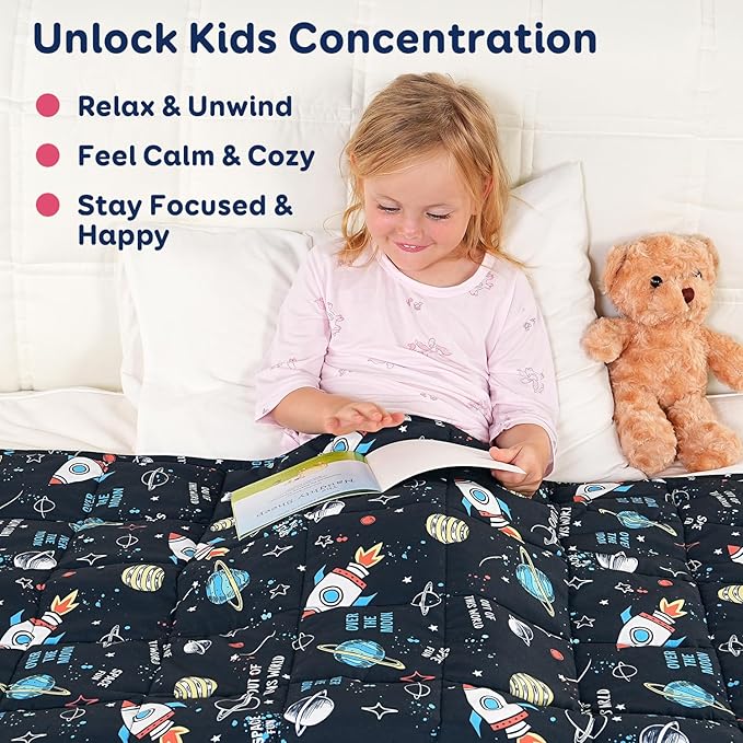 Kivik Breathable Weighted Blanket 3 lbs, Cooling Small Weighted Blankets, Ultra Soft Heavy Throw for Relaxing & Sleeping, Machine Washable, 36 x 48 Inches, Universe Printing, Black