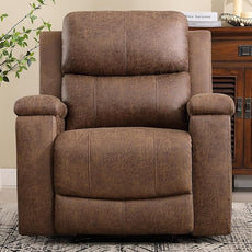 CANMOV Leather Recliner Chair Set of 2, Classic and Traditional Manual Recliner Chair with Overstuffed Arms and Back, Manual Single Sofa with Concealed Cup Holders,Nut Brown