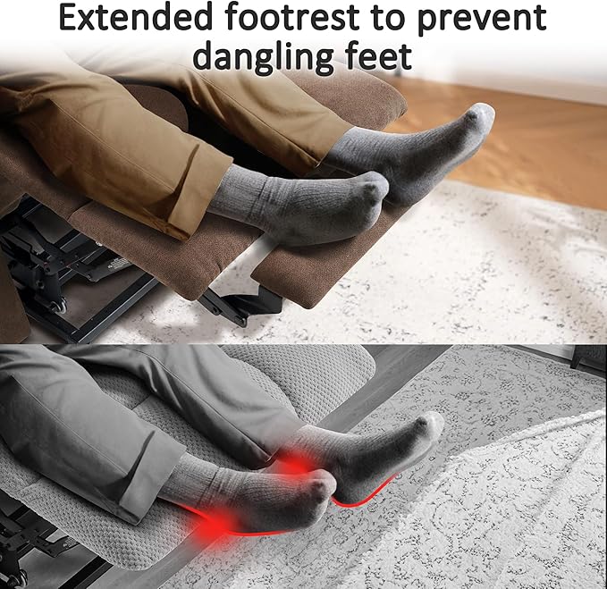 MCombo Power Lift Recliner Chair with Extended Footrest for Elderly People, Fabric 7287/7087 (Brown, Medium)