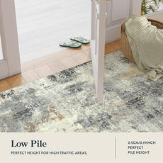 Lahome Modern Abstract Round Rug - 3Ft Small Washable Kitchen Round Area Rug Bedroom 3x3 Circle Mat, Soft Low Pile Non Slip Indoor Throw Carpet for Cabinet Bathroom Home Office, Grey