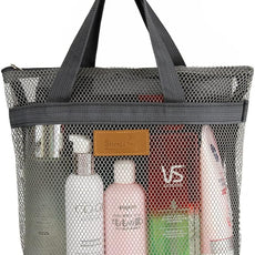 Mesh Shower Caddy Bag Portable Hanging Toiletry and Bath Organizer with Zipper for Travel, Gym, Camping, College Dorms, Beach