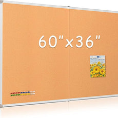DOLLAR BOSS Foldable Cork Board, 60 x 36 Inch Corkboard, Extra Large Bulletin Board, Portable Double sided Aluminum Frame Wall Mounted Pin Board for Office School Supplies Dorm Decor with 20 Push Pins