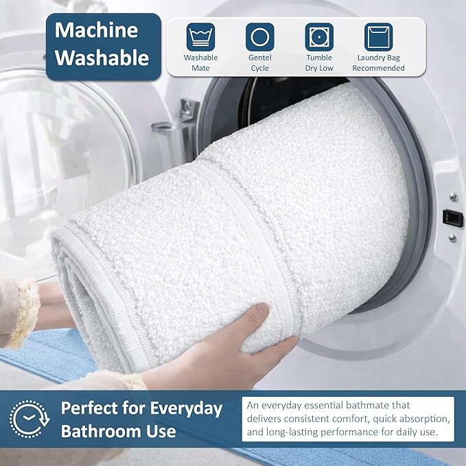 Rajlinen Cotton Bath Mat 2 Pack 23x36-100% Cotton 500 GSM Highly Absorbent Hotel Spa Bathroom Floor Mats, Aesthetic White Bath Mat Towels, Machine Washable Shower/Bathtub Rugs