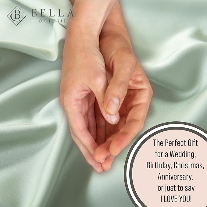 Bella Coterie 6 Piece Luxury Bamboo Viscose Queen Size Sheet Set | 100% Organically Grown | Cooling for Hot Sleepers | 18" Deep Pocket | Soft & Hypoallergenic | 4 Pillowcases [Sea Glass]