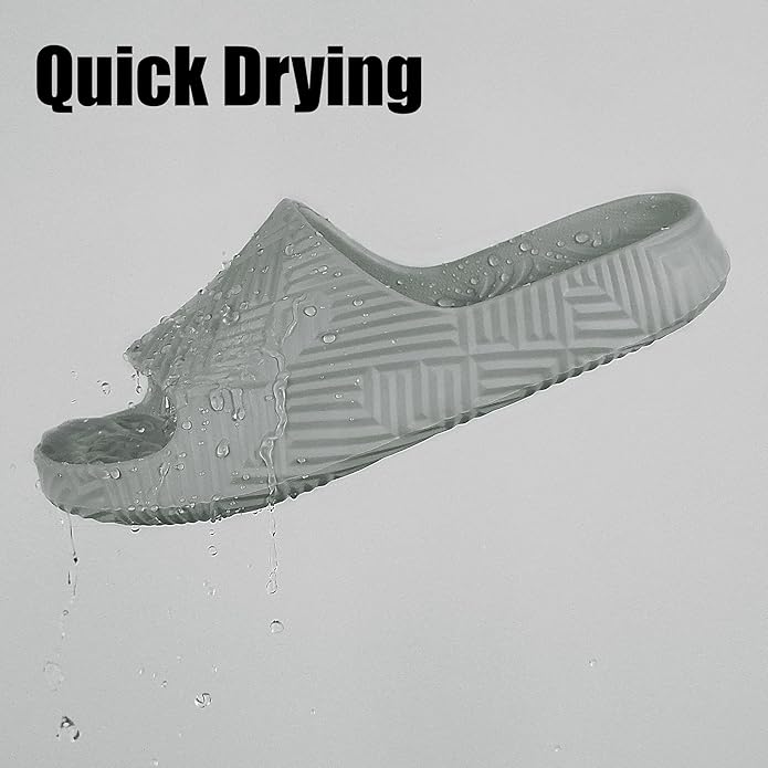 Weweya Slides for Women and Men - Bathroom Shower Shoes - Non Slip House Slippers - Lightweight Beach Sandals