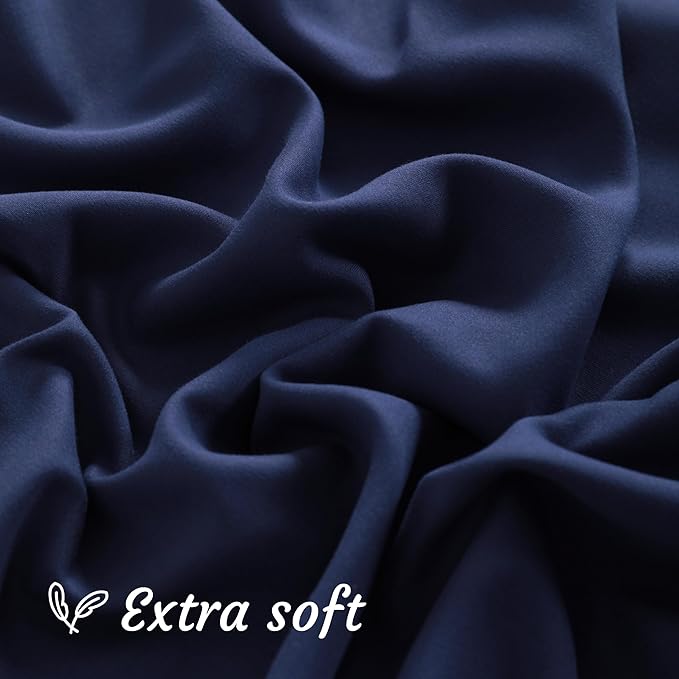 NTBAY Queen Pillow Cases Set, 2 Pack Brushed Microfiber 20x30 Inches, Soft, Wrinkle, Fade, Stain Resistant Navy Blue Pillow Cases with Envelope Closure