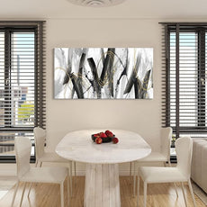 AJAZIKO Abstract Wall Art for Living Room - Large, Black and Gold Wall Art Decor, Office Pictures, Modern Artwork Paintings, Black and White Wall Decor - Ideal for Bedroom and Office Decorations