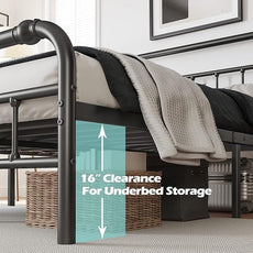 Queen Size Bed Frame with Headboard and Footboard, 18 Inches High, 3500 Pounds Heavy Duty Metal Slats Support for Mattress, No Box Spring Needed, Noise-Free, Black