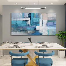 AJAZIKO Large Living Room Wall Art, Modern Wall Decor - Blue Abstract Canvas Artwork, Pictures for Office Wall Decor, Suitable for Bedroom and Living Room Decor, 29x58IN